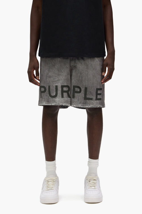 Faux Denim Wordmark All Around Shorts