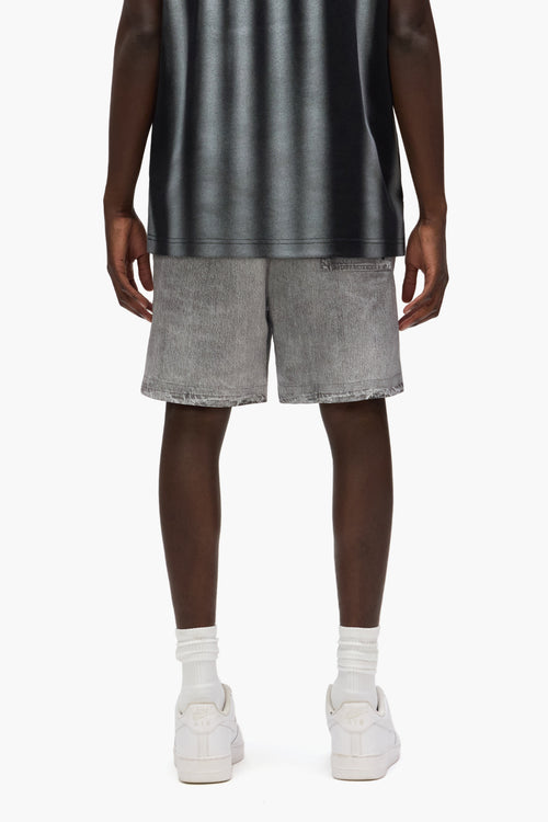 Faux Denim Wordmark All Around Shorts