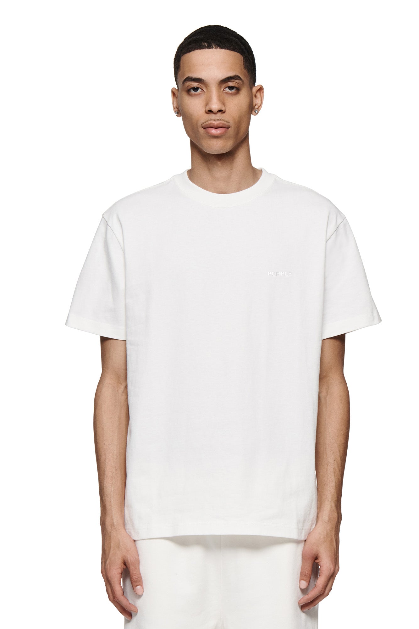 Tシャツ・カットソー PURPLE BRAND Men Tops P117HFGT125 White PURPLE: T-shirt men Brand - Yellow | Purple t-shirt