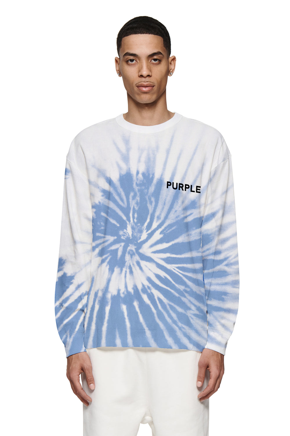 Flocked Tie Dye Long Sleeve Shirt