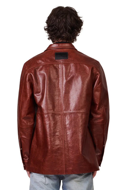 P327 LONG SLEEVE SHIRT JACKET - Shiny Leather Cathay Spice