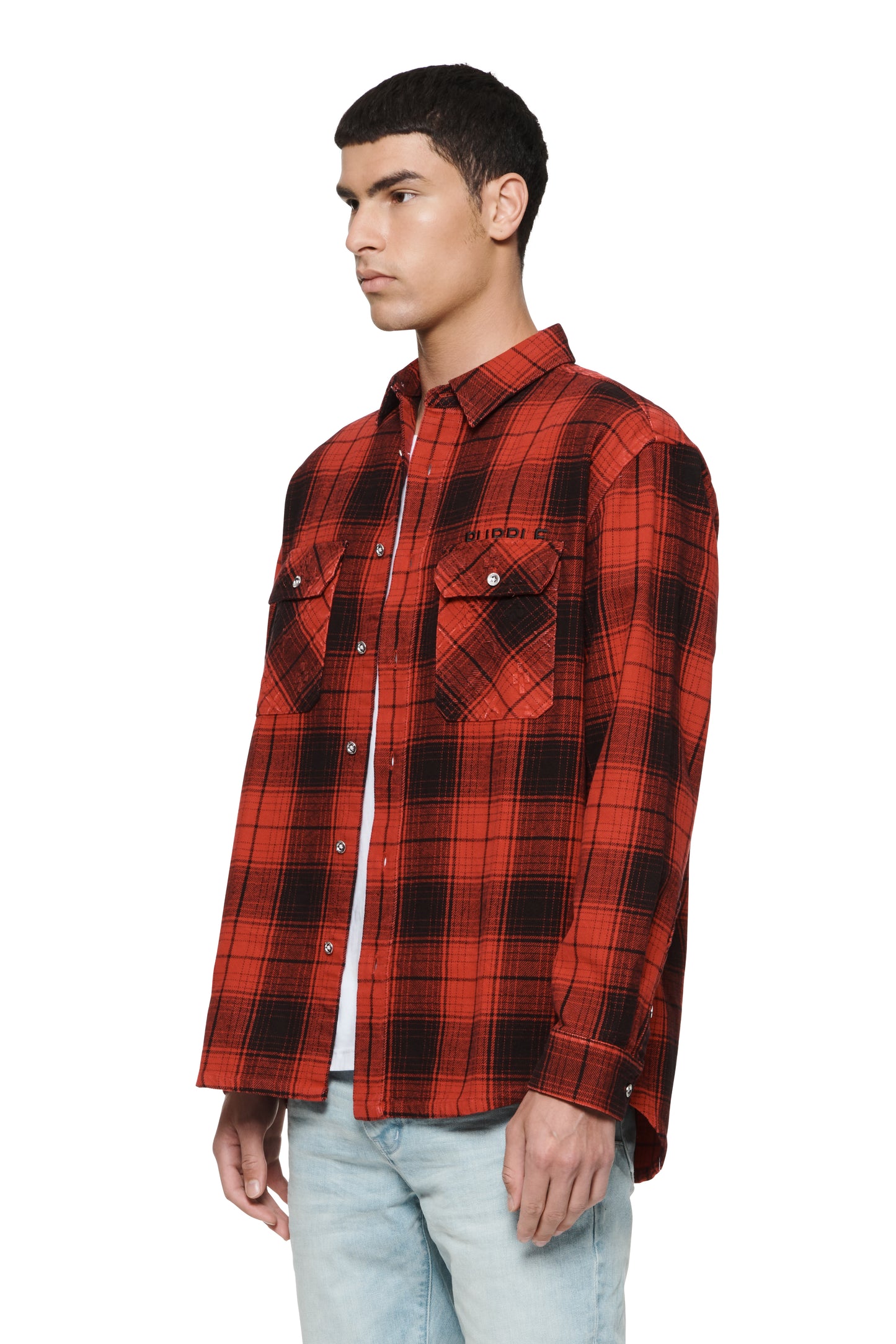 Overdyed Flannel Long Sleeve Shirt