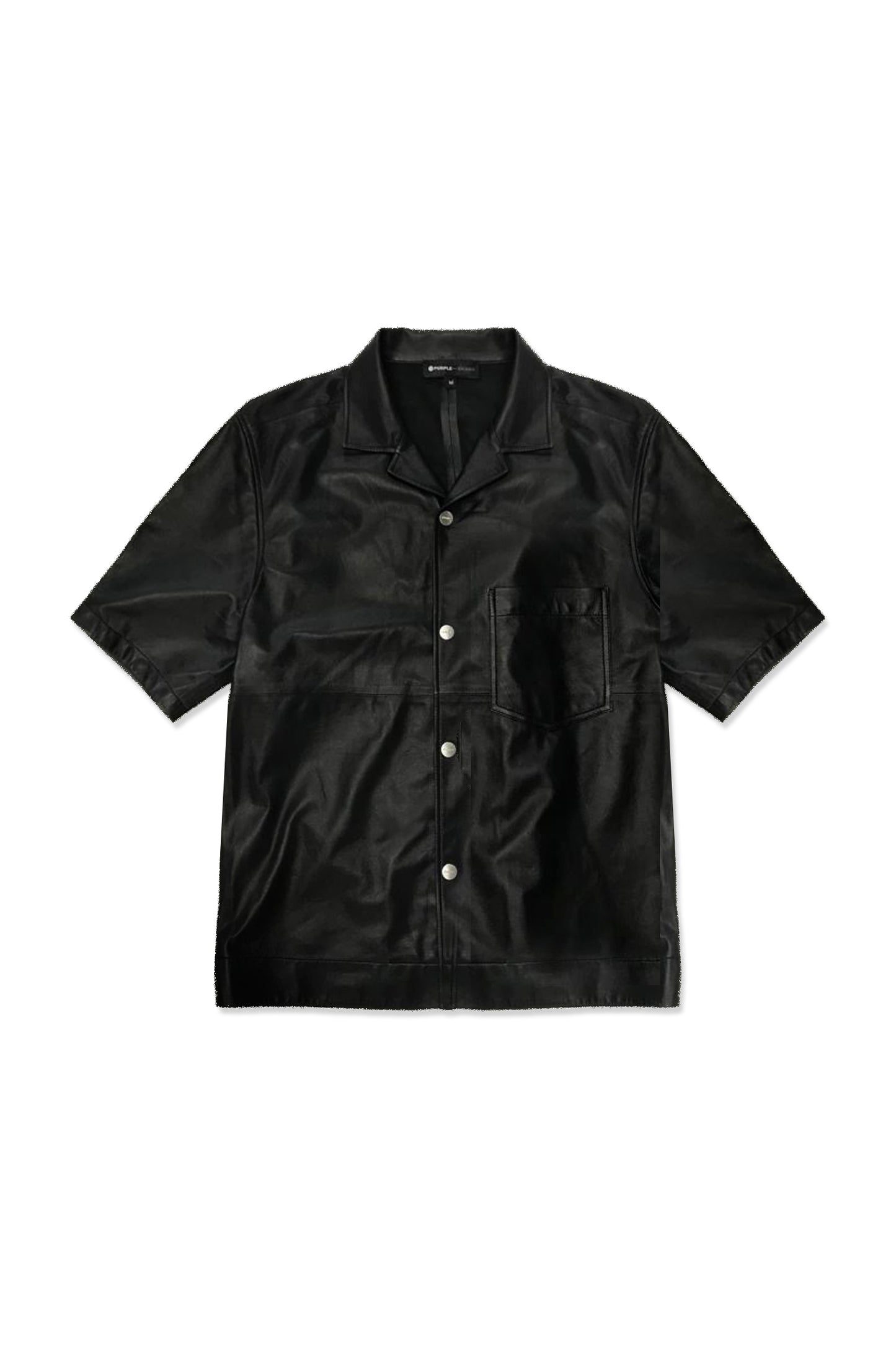 P334 LEATHER CAMP SHIRT - Black Beauty