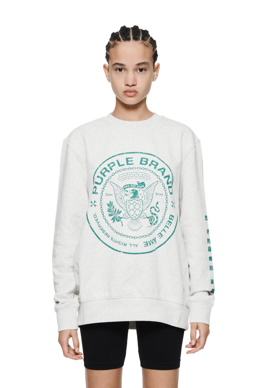 P409 RELAXED FIT CREWNECK - French Terry Great Seal Heather Grey