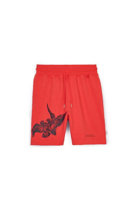 P413 RELAXED FIT SHORT - French Terry Red Bird Shorts