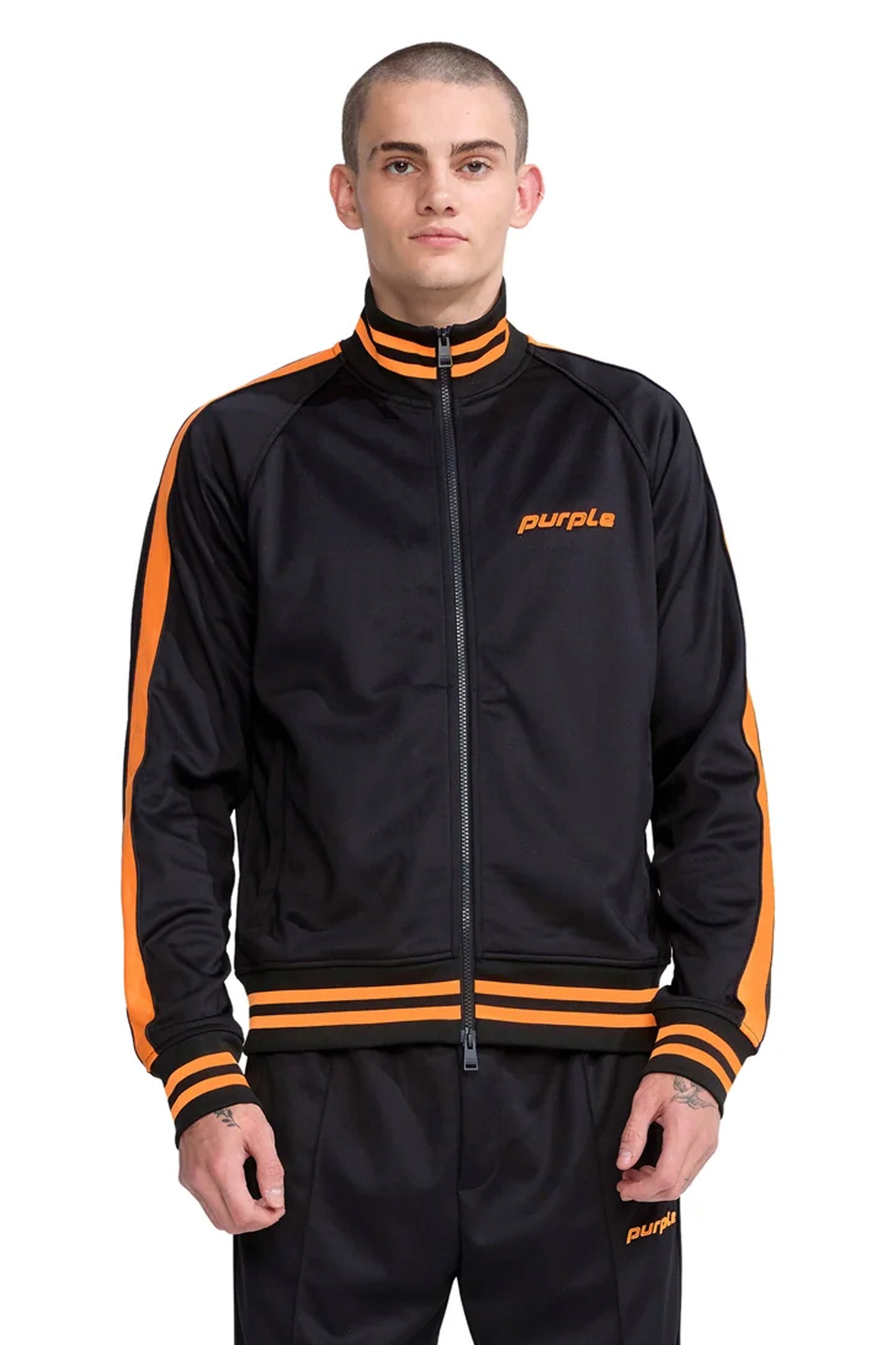 P414 TRACK JACKET - Double Stripe Black