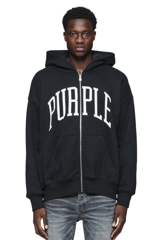 Purple Brand Fleece Full Zip Hoody-GREEN - Civilized Nation