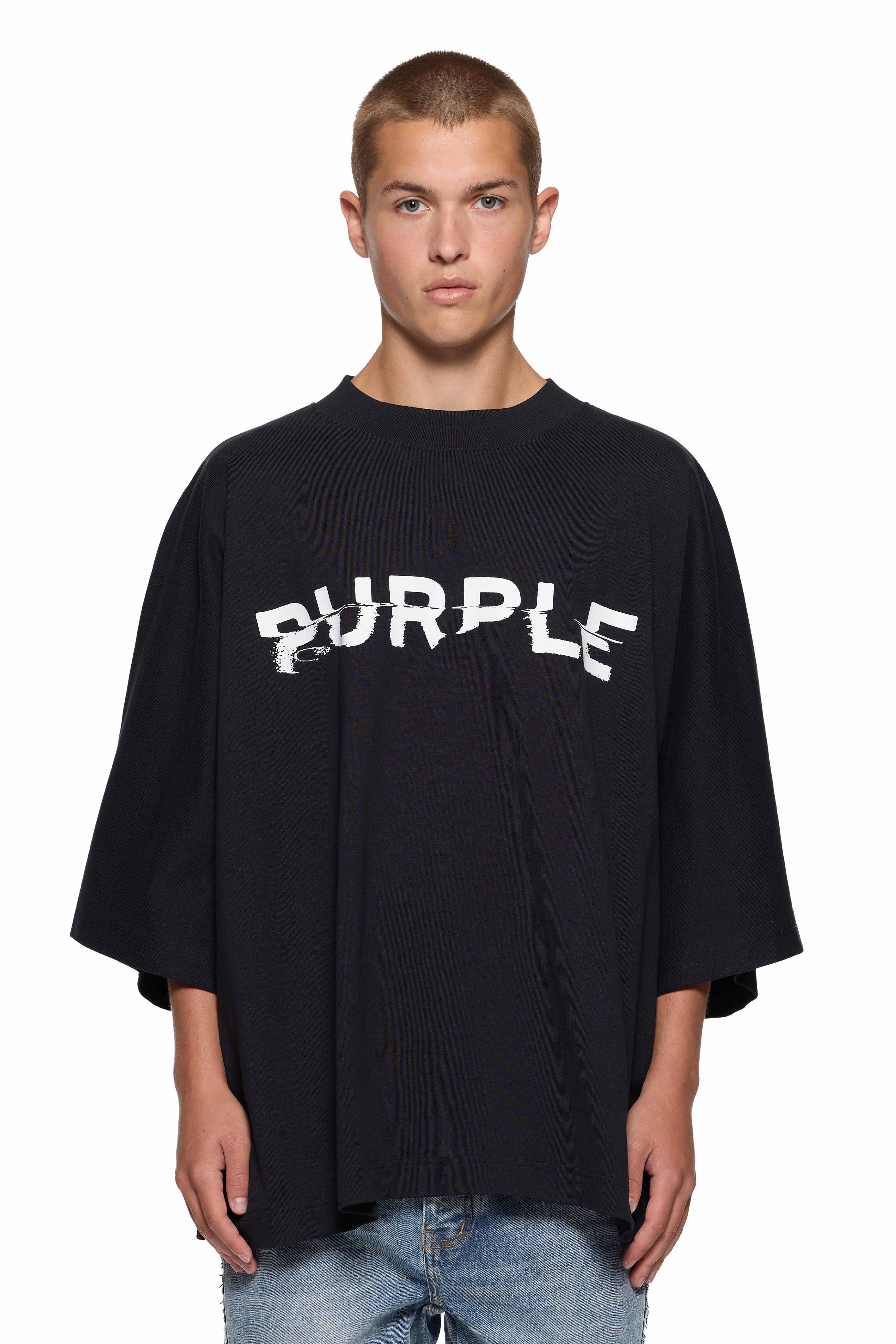 Tシャツ・カットソー PURPLE 'Trademark' T-shirt Black Distorted Wordmark Tee – PURPLE BRAND