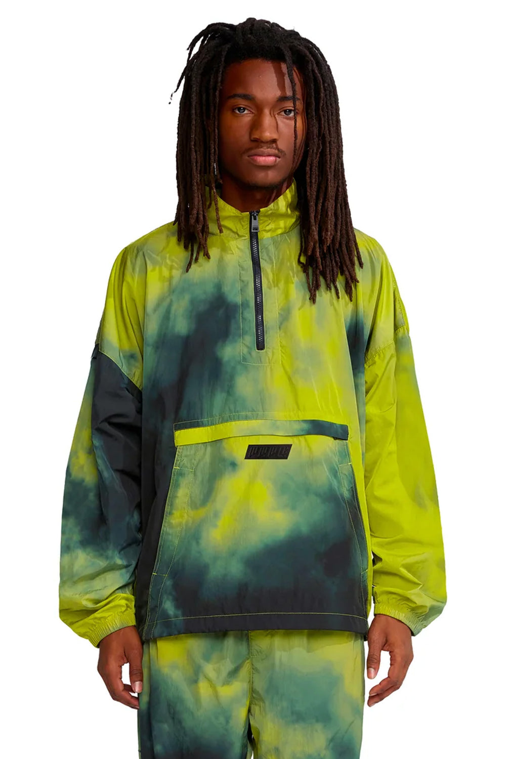 P604 HALF ZIP MOCK NECK - Fluorescent Yellow Smoke