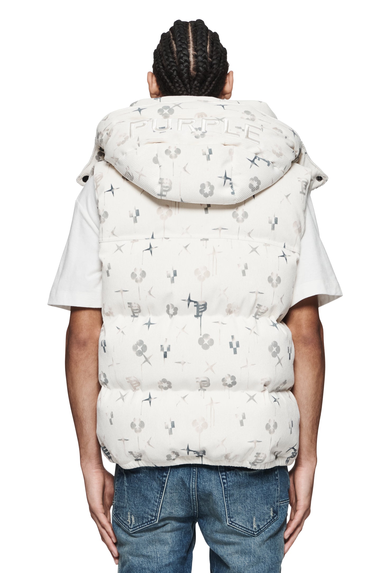 Printed Corduroy Puffer Vest