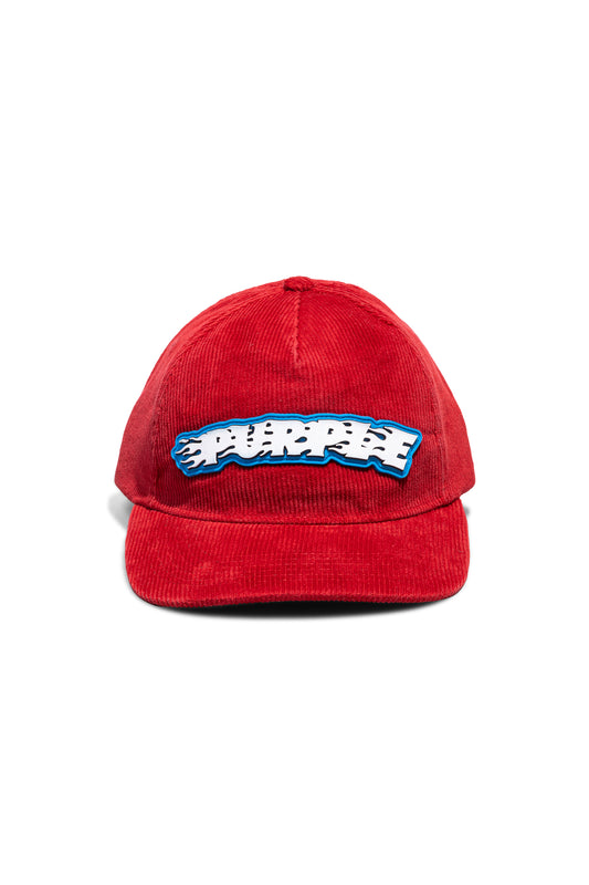 P913 5 PANEL CORD HAT - Inferno Red