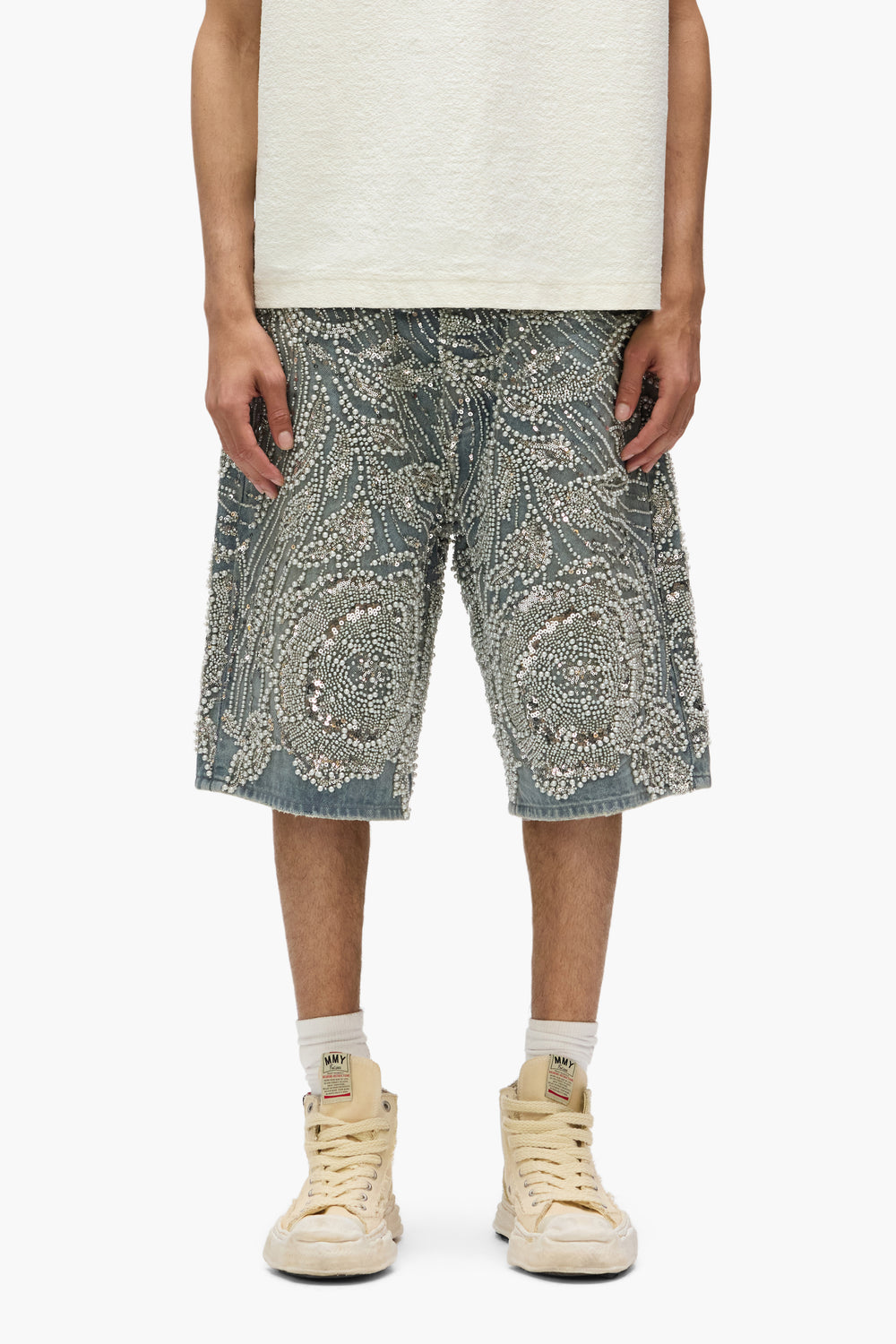 P070 Hand Beaded & Crystal Embellished Short