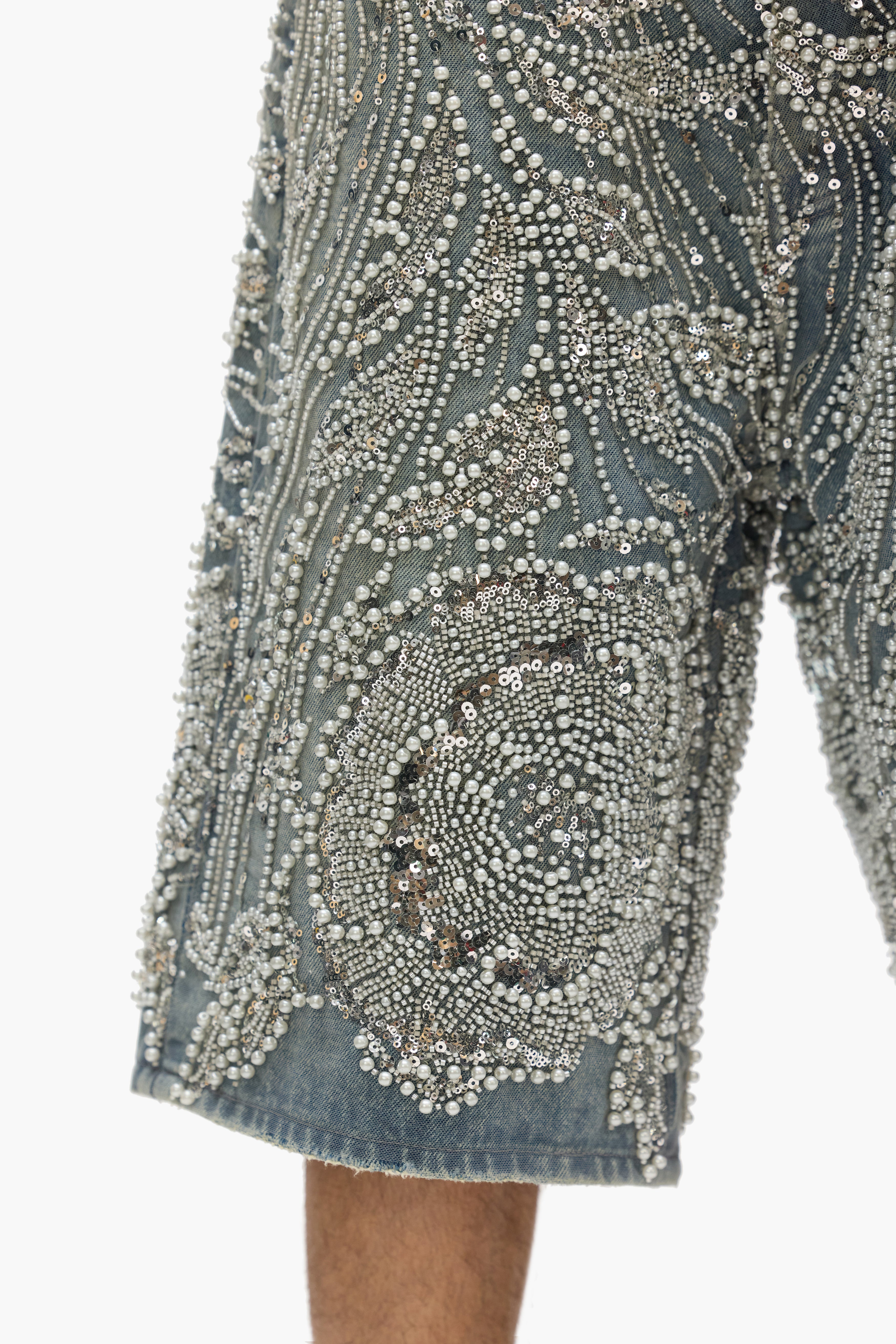 P070 Hand Beaded & Crystal Embellished Short – PURPLE BRAND