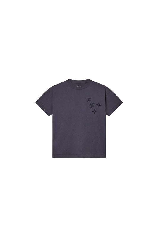 Kids' Monogram Tee in Asphalt, 100% Cotton, Relaxed Fit, available in sizes 4-5 to 12.