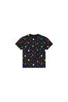 Kids' Painted Monogram Tee in black with all-over print, available in sizes 4-5 to 12.