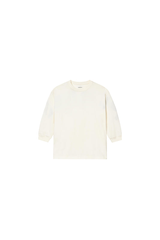 Kids' Jumbo Wordmark Long Sleeve Tee in Antic White, available in sizes 4-5, 6-7, 8, 10, 12.