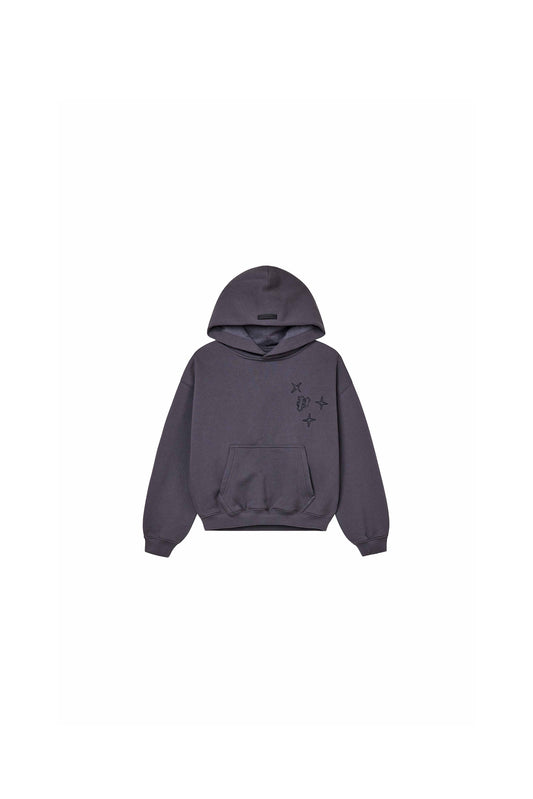 Kids' Monogram Hoodie in Asphalt, relaxed fit, mid-weight fleece, sizes 4-5 to 12.