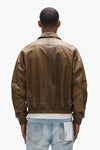 Distressed Leather Bomber Jacket