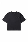 Rivet Tee oversized fit black heavyweight cotton tee with chest pocket and logo patch.