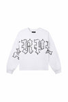 Jumbo Gothic Outlines Long Sleeve Tee in Brilliant White with a relaxed fit and screen print.