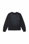 Jumbo Gothic Crystal Long Sleeve Tee in black with hotfix crystals and relaxed fit.