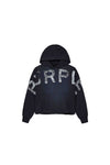 Jumbo Wordmark Hoodie in black, oversized fit with hand pockets and screen print design.