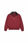 Wordmark Half Zip sweatshirt in bright rose with relaxed fit and on seam side pocket.