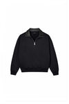 Wordmark Half Zip black sweatshirt with half zip and on-seam side pocket, relaxed fit.
