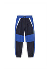 Wordmark Track Pant in navy, relaxed fit, cotton nylon poplin with zipper hand pocket.