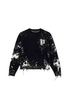 Inked Gothic P Sweater in black, oversized fit, made from 100% cotton with jacquard and embroidery.