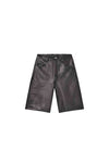Tech Leather Short in black, relaxed fit, 5 pocket styling, 100% lambskin material.