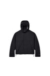 Tech Anorak Jacket in black, relaxed fit outerwear with zipper hand pockets and hem adjuster.