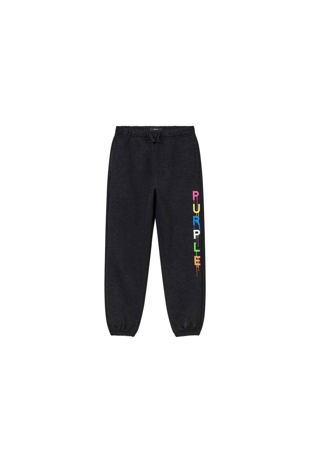 Kids' Painted Wordmark Sweatpant in black, size 4-5, midweight fleece, relaxed fit.