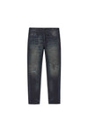 Black coated denim stretch skinny jeans with 5 pocket styling and branded leather patch.