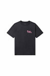 Records Tee in black with textured jersey and printed embroidery, available in multiple sizes.