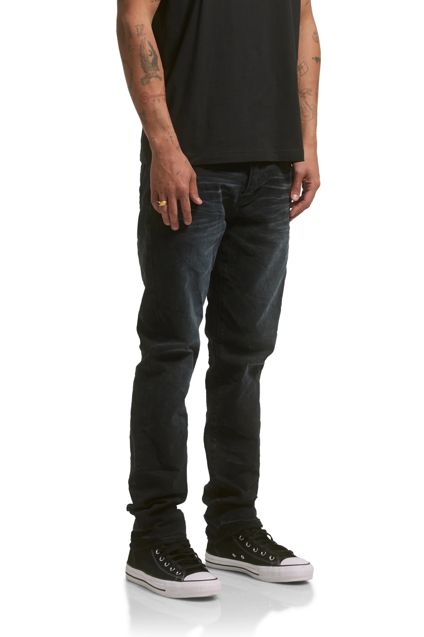 P005 MID RISE STRAIGHT LEG JEAN - Faded Black Aged