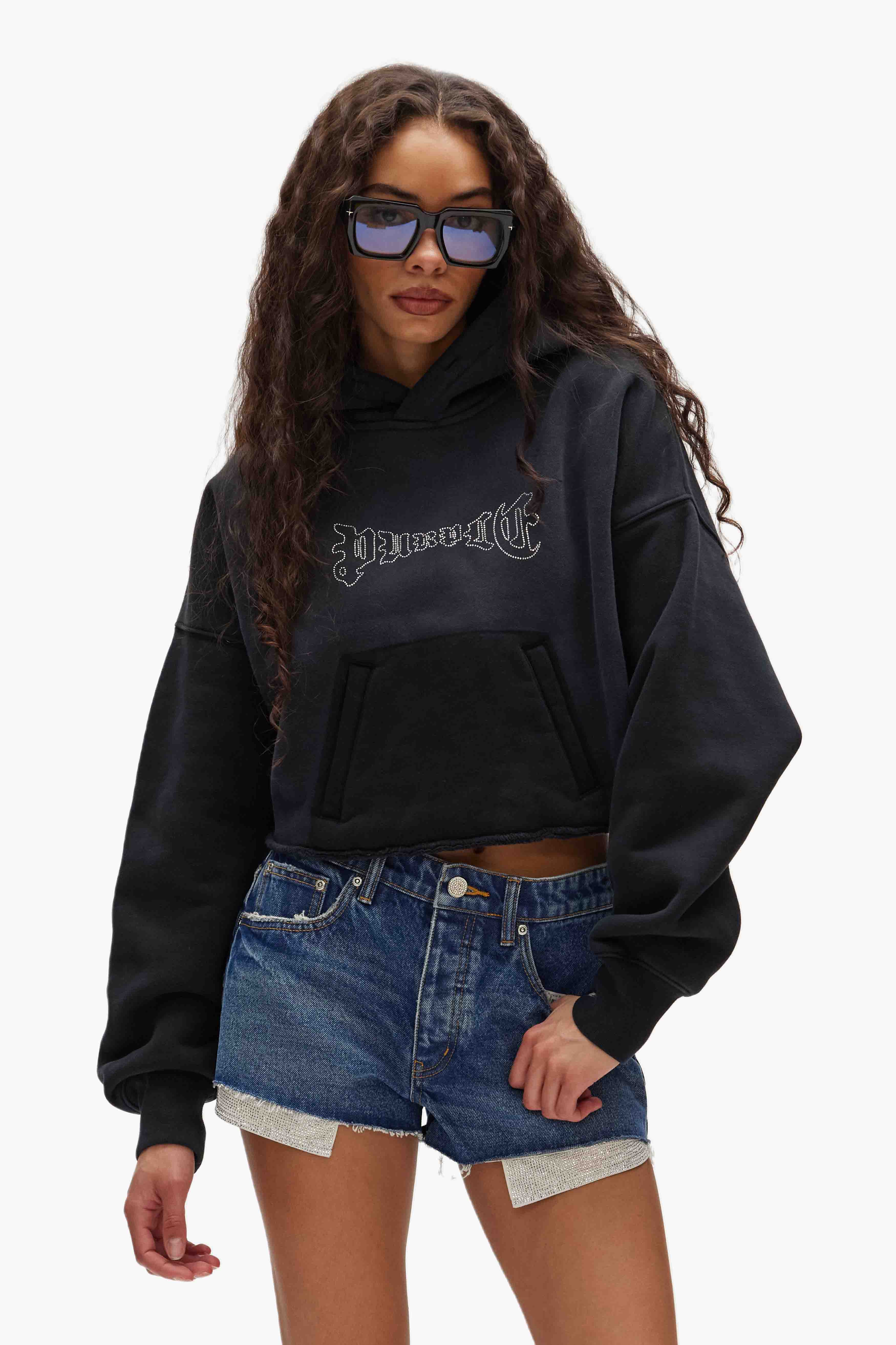 トップス RADIANT original damage cropped hoodie Crystal Cropped Hoodie – PURPLE BRAND