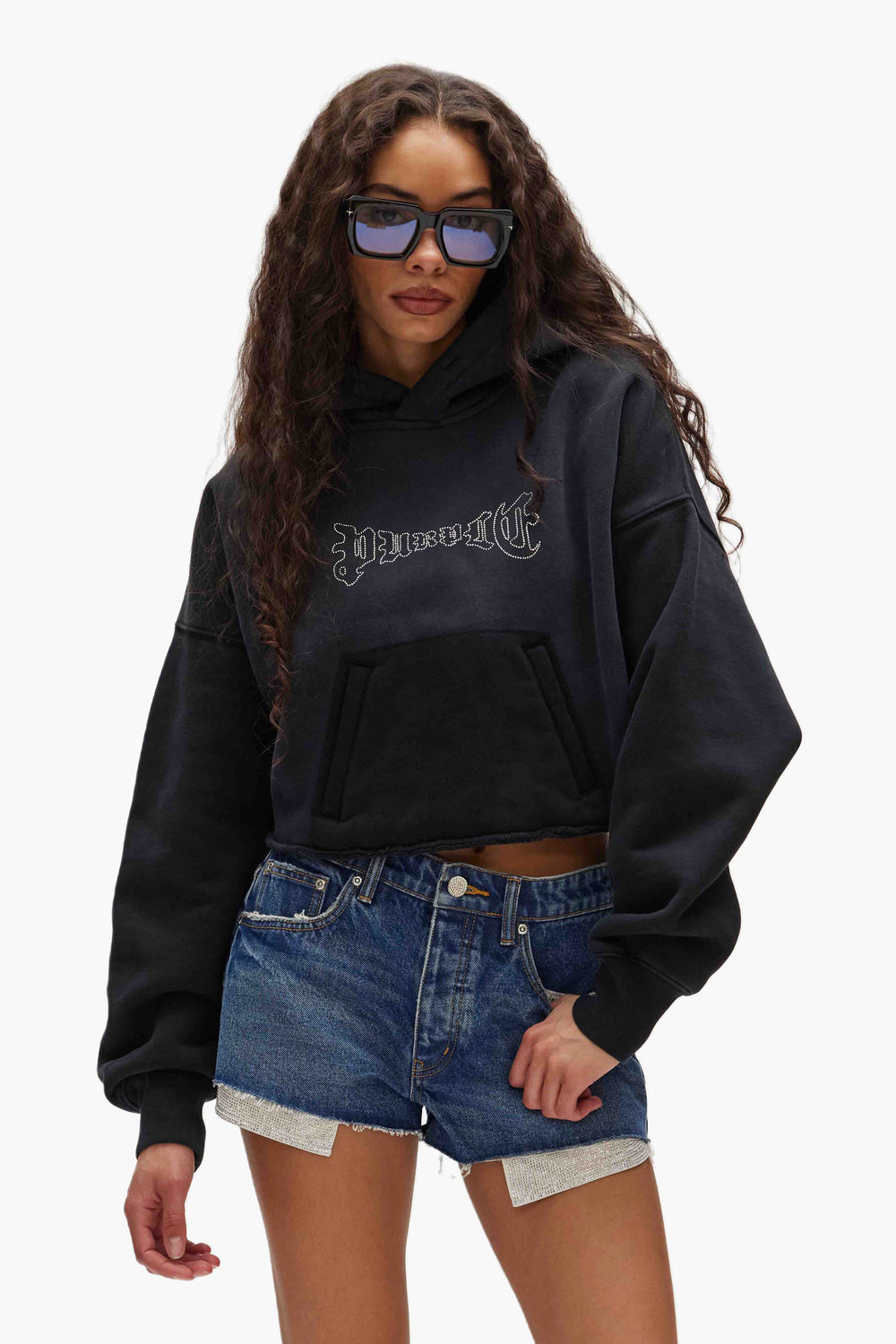 Crystal Cropped Hoodie