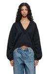 Script Oversized V Neck Top
