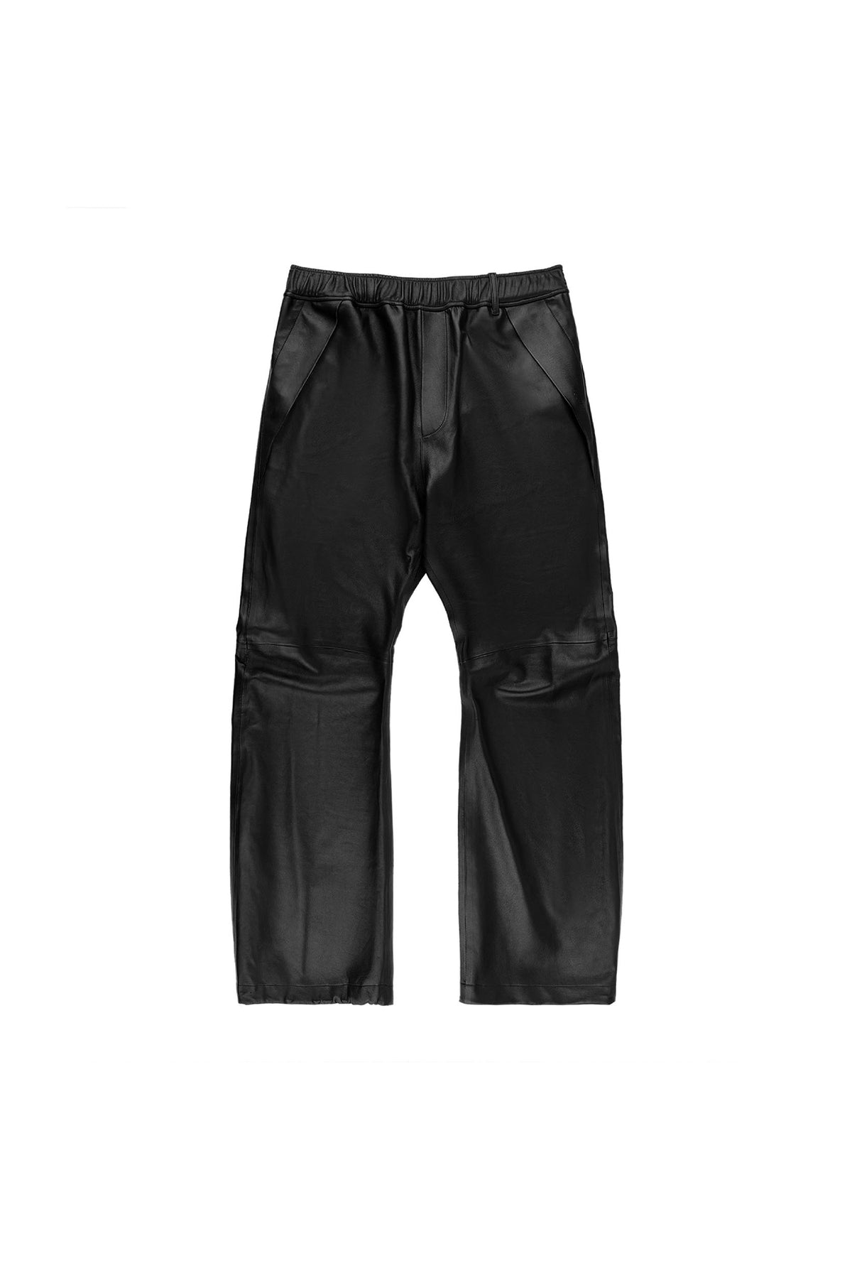Tech Leather Pant in Purple, relaxed fit, 100% lambskin, zipper hand pockets, elasticated waistband.
