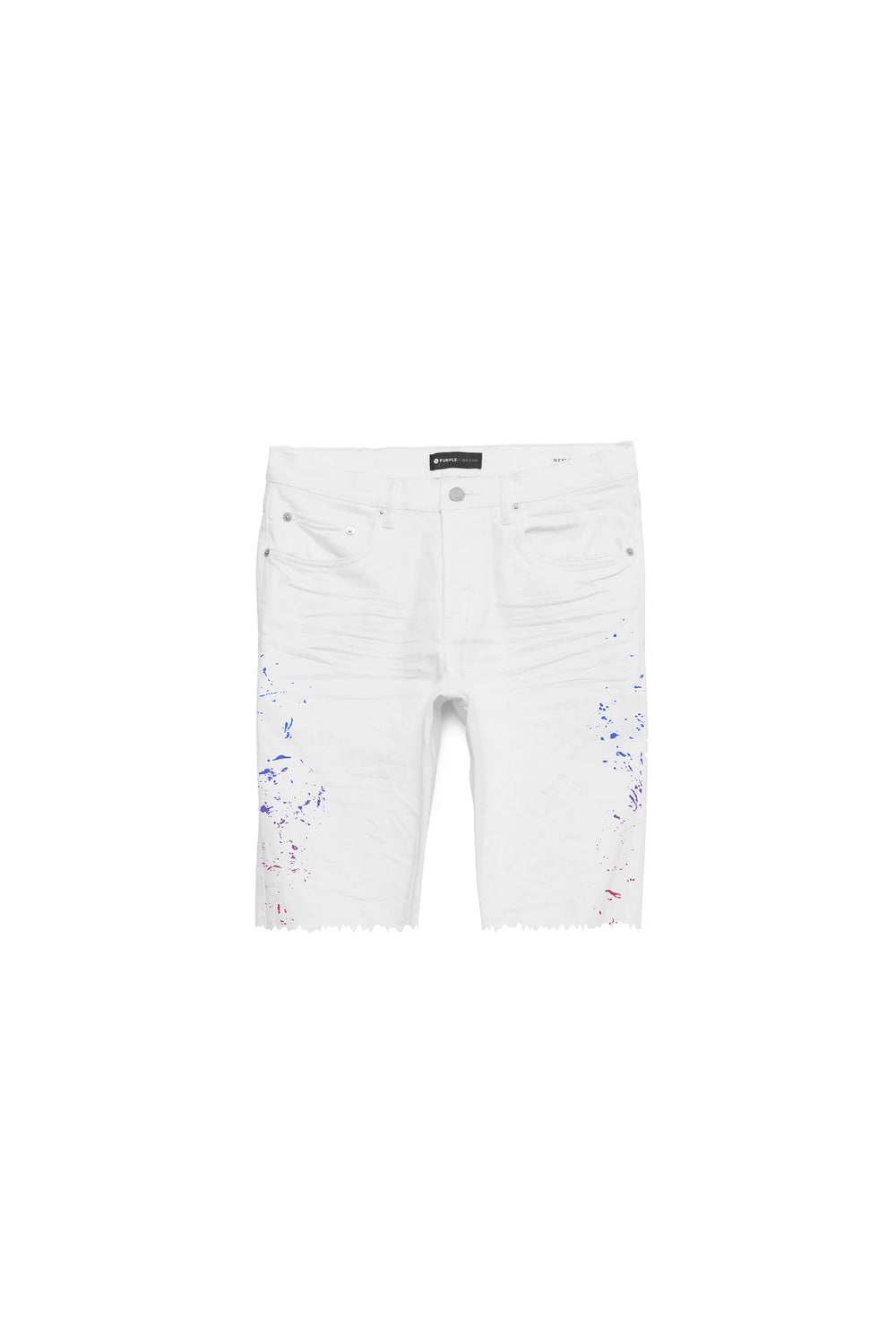 Zola Prisma Short in washed white denim with relaxed fit and embroidery details.