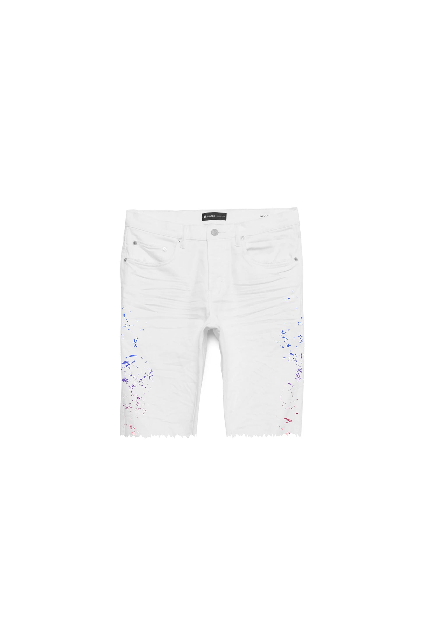 Zola Prisma Short in washed white denim with relaxed fit and embroidery details.