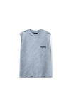 Slab Wordmark Tank Top in blue with regular fit and silicone print design.