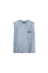 Slab Wordmark Tank Top in blue with regular fit and silicone print design.