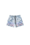 Slab Wordmark Tie Dye Swim Short, regular fit, made of 100% polyester, with elastic waistband.