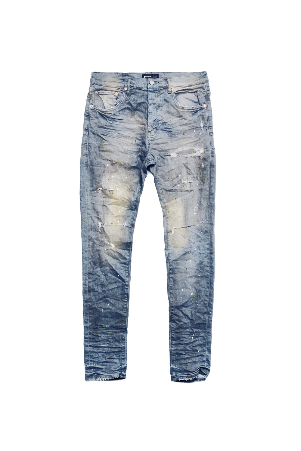 P001 Worn Indigo Slashed Paint
