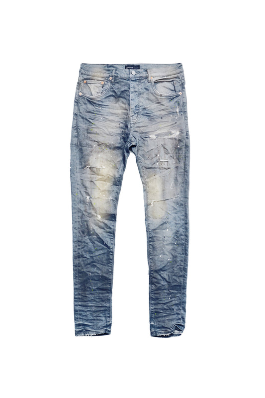 P001 Worn Indigo Slashed Paint