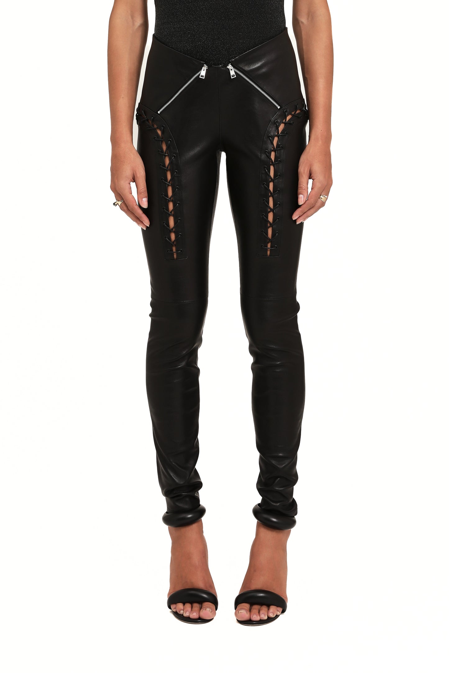 Leather V Zip Pant