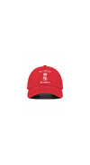 St. Violet Academy Hat in red, 100% cotton twill, with embroidered details, OS size.