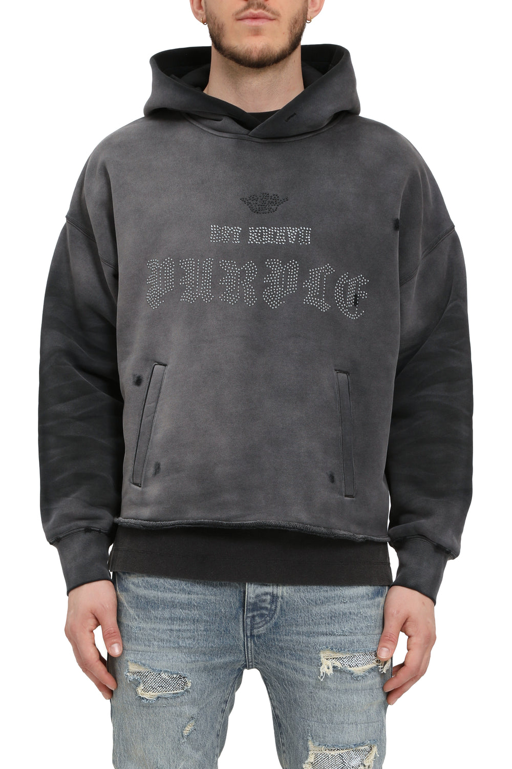 Embellished Imprint Hoodie
